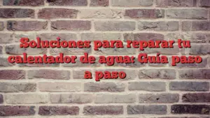 Soluciones para reparar tu calentador de agua: Guía paso a paso