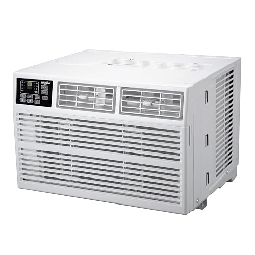 Whirlpool WHHW081AW 8,000 Air Conditioner with Supplemental Heat, Window Mounted AC Unit with Heater for Apartment, Living, Bedroom, Rooms up to 350 Square Feet, 8000 BTU, White