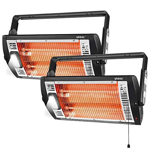 Shinic 2 Packs Electric Garage Heaters, 1500W/750W Ceiling Mounted Heater ...