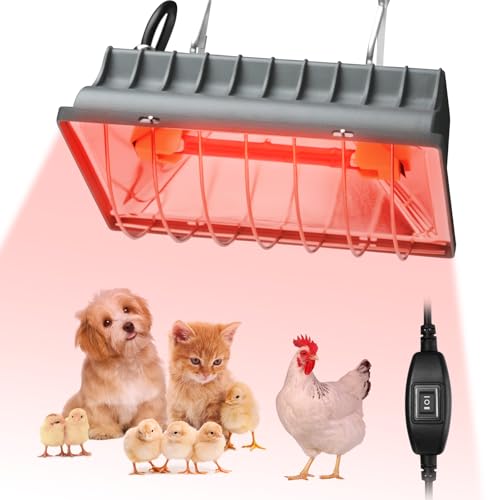 Chicken Coop Heat Lamp for Dog Kennel, Cat Bed, Reptiles & Incubators - 250W Adjustable Heat Lamp with 2 Heat Settings for Poultry, Livestock, and Pets