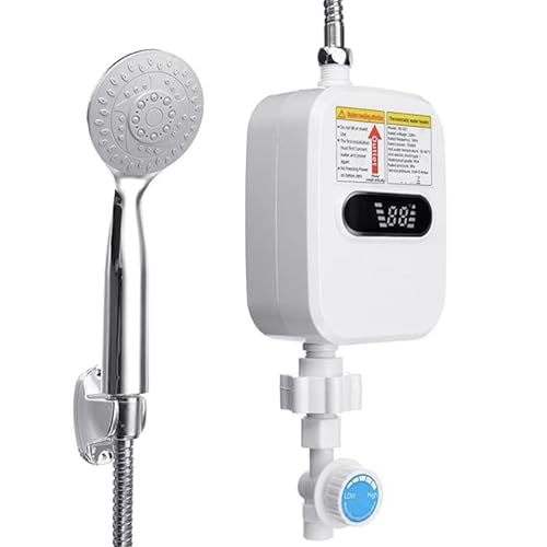 Tankless Water Heater, Electric Instant Hot Water Heater for Shower, 2100W 110V On Demand Rapid Heating Portable Water Heater for Bathroom, LCD Digital Display