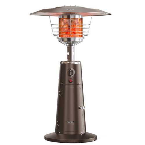 EAST OAK 11,000 BTU Patio Heater Tabletop Outdoor Heater, Mini Portable Propane Heater with 304 Stainless Steel Burner, Triple Protection System, Gas Outside Heater for Patio, Garden, Porch, Bronze