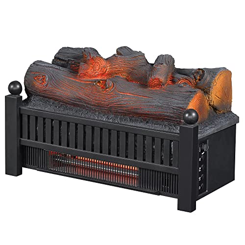 duraflame® Electric Log Set 1,000 Sq Ft Infrared Heater, Faux Logs Insert with LED Flames for Existing Fireplaces, Crackling Sounds, Remote Control Included