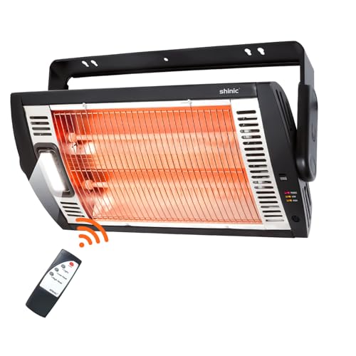 Shinic Electric Garage Heaters with Remote Control, 1500W/750W Ceiling Mounted ...