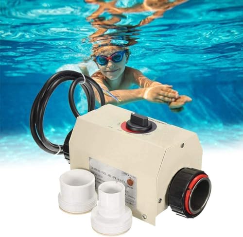 3KW 110V No Plug Swimming Pool Heater Work With 0.75KW Circulating Pump For Up to 2000gallons 8/11 Foot Pools,Tank,Electric Water Heater Thermostat SPA Bath Heater,Needs Electrician 30A GFCI Breaker