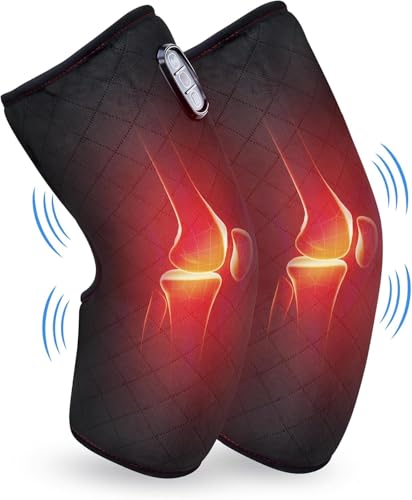 COMFIER Heated Knee Massager with Heating Pad for Knee Pain Relief,Christmas Gifts for Men Women Dad Mom,Knee Warmers Wrap, FSA or HSA Eligible,Heated Knee Pad for Men Women Elders