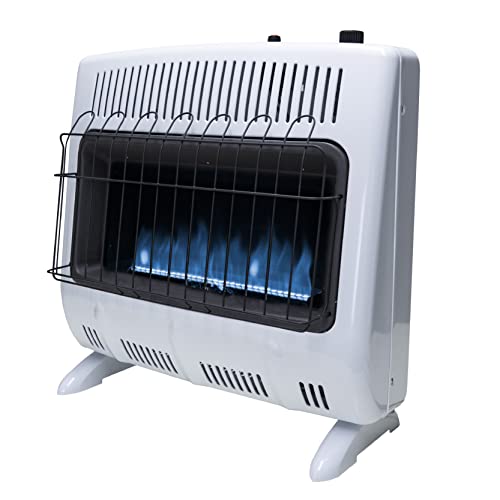 Mr. Heater MHVFBF30NGT 30,000 BTU Vent Free Blue Flame Natural Gas Heater - Wall Mount Space Heater For Cold Rooms, Sun-rooms, and more - White