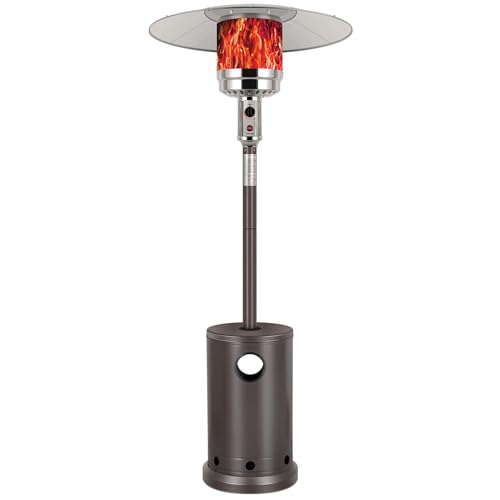 Hykolity 50,000 BTU Propane Patio Heater with Table Design, Stainless Steel Burner, Triple Protection System, Wheels, Outdoor Heaters for Patio, Garden, Commercial and Residentia(Brown)