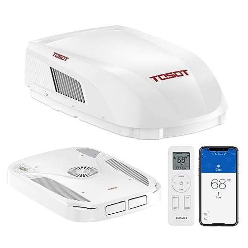 TOSOT GO Cool RV Air Conditioner 15000 BTU, Non-Ducted Camper Rooftop AC Unit with Heat Pump, High-Efficiency EER 8.5, WiFi and Remote Control, White