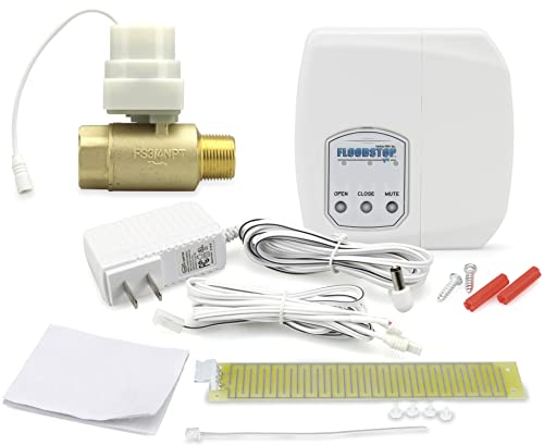 FloodStop Water Heater Leak Detector Kit with Automatic Water Shut-Off and Visual/Audible Alarms, 3/4