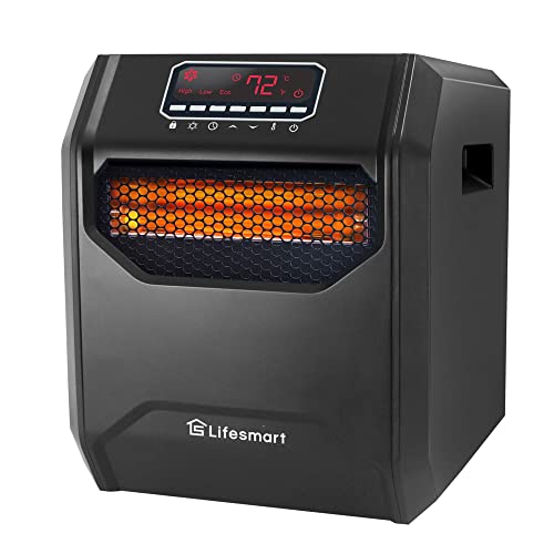 LifeSmart Infrared Space Heater, 1500 Watt w/ Remote and Digital Display, Black