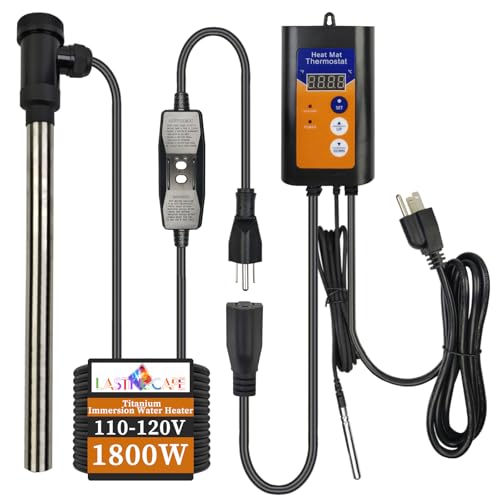 LASTINGCAPE 1800W Titanium Fully Submersible Portable Electric Pool & Hot Tub Immersion Water Heater with GFCI, Temperature Control for Bathtubs, Baptistry Pool, Buckets, Swimming Pool Most of Liquid