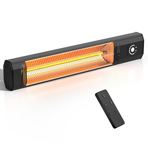 2S Fast Heating Infrared Outdoor Heater, 9 Heating Levels Electric Patio Heater with Motion Sensor, 9H Timer Wall Mounted Garage Heater, 34 In RC Space Heater for Porch, Gazebo, Workshop and Indoor