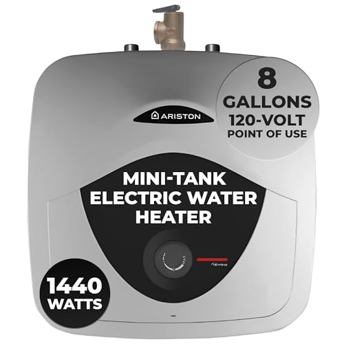 Ariston Andris Mini Tank Electric Water Heater – Heating Solution for Under Sink, RV, and Compact Spaces, Smart Boost for Versatile Heating, Simple Installation, 120-Volt, 8 Gallon Capacity