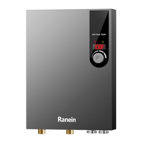 Ranein Electric Tankless Water Heater, 18kW 240V on Demand Instant Endless Water Heater with LED Temperature Display for Residential Whole House Shower, Space Saving