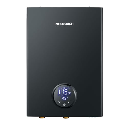 Tankless Hot Water Heater Electric, 240V ECOTOUCH 24kW On Demand Instant Point of Use Endless Smart Water Heater with ETL Certificated Self-Modulating for Whole House Shower ECO240 Black