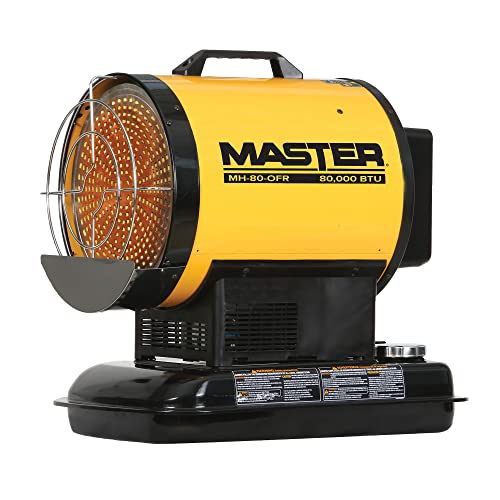 Master 80,000 BTU Battery Operated Kerosene/Diesel Radiant Heater, Portable Forced Air Heater for Indoor, Construction, Shop, Garage, Greenhouse