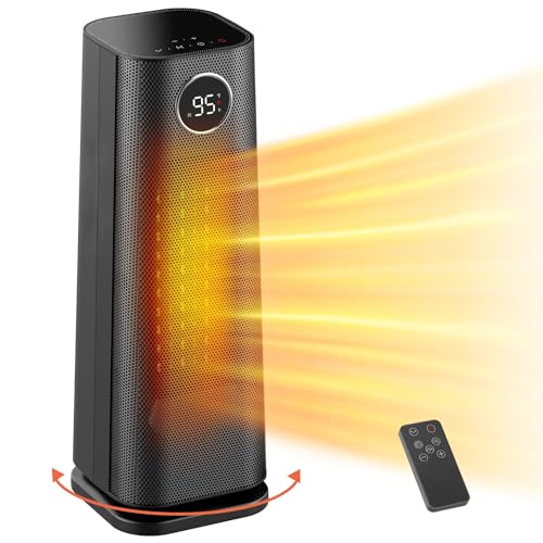 Wind Talk Space Heater for Indoor Use, 1500W Fast Electric Portable Ceramic Heaters with Thermostat, 4 Modes, 24H Timer, 70°Oscillating Room Heater with Remote for Office Bedroom Use, 2023 Upgraded