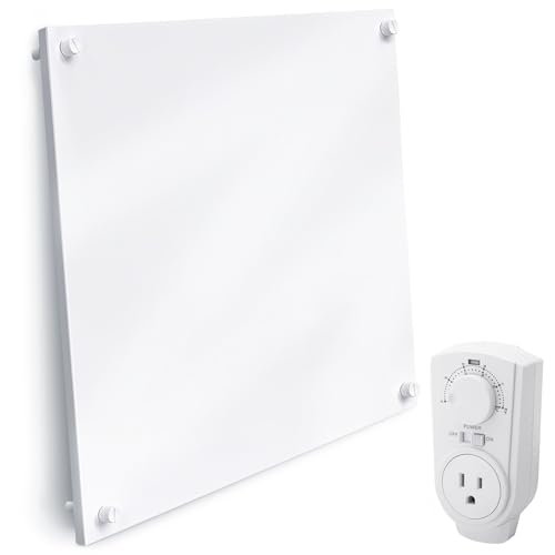 EconoHome Wall Heater Panel with Thermostat - Electric Wall Mounted Heater for Indoor Use - 400Watt Convection Heater - Perfect for Rooms Up to 120 Sq Ft - 120V - Updated Model