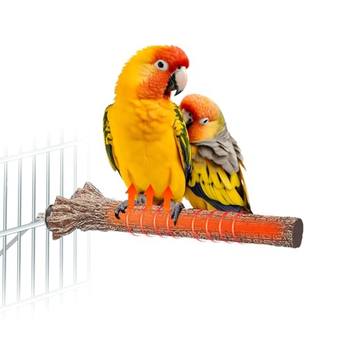 Heated Bird Perch, Thermostatical Bird Cage Heater, Bird Warmer, Simulated Wood Bird Heaters for Caged Birds, Parakeets, Parrots, Lovebird, Cockatiels