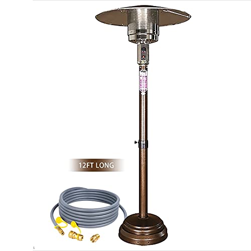 Patio Heater,Outdoor Heater For Natural Gas Adjustable Height,Between 140-200cm(55-78in),Includes 12 Ft- Long Natural Gas Hose,Passed cETL Certification,This Allows You To Have A Party With Frie