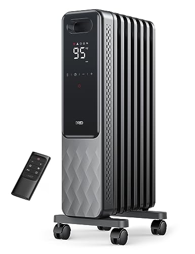 Dreo Oil Filled Radiator, Electric Radiant Heaters for indoor use Large Room with Remote Control, Child Lock, 4 Modes, Overheat & Tip-Over Protection, 24h Timer, Digital Thermostat, Quiet, 1500W