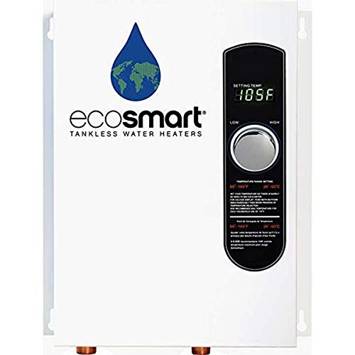 EcoSmart ECO 18 Electric Tankless Water Heater, 18 KW at 240 Volts with Patented Self Modulating Technology , 17 x 14 x 3.5, White