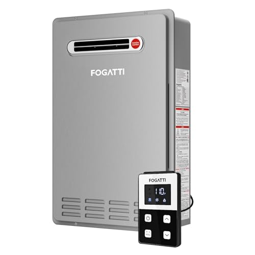 FOGATTI Natural Gas Tankless Water Heater - Outdoor Installation Up to 8.1 GPM, Gray Instant Hot Water Heater - Instagas Comfort 180S Series