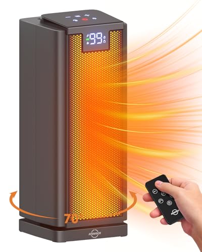 Ayovoch Space Heater with Remote, 1500W PTC Ceramic Tower Space Heater for Indoor Use, 70°Oscillating Space Heater with Programmable Thermostat & ECO Mode, 24H Timer, Use for Office, Large Room