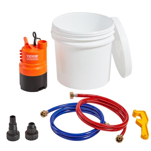 VEVOR Tankless Water Heater Flushing Kit, Includes Efficient Pump & 3.7 Gallon Pail & 2 Hoses, Wrench and Adapter for Quick Install, Easy to Start Water Heater Flush Descale Kit Anti-corrosion