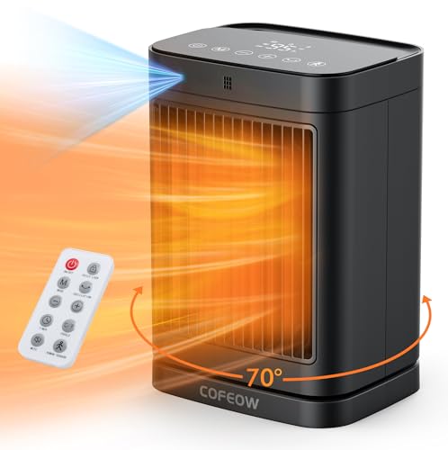 Space Heaters with Motion Sensor,Portable heaters for Indoor Use,Electric Small Heaters for Large Room Bedroom Office Garage Desk,1500W Ceramic Heating with Remote,Oscillating,Timer,Thermostat