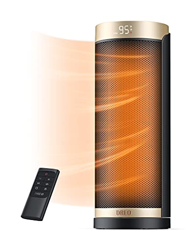 Dreo Space Heater, 1500W PTC Ceramic Heaters for Indoor Use with Remote, 70° Oscillation, 1-12H Timer, Electric Heaters with Thermostat, Fast and Safe Portable Heater for Office, Bedroom, Large Room