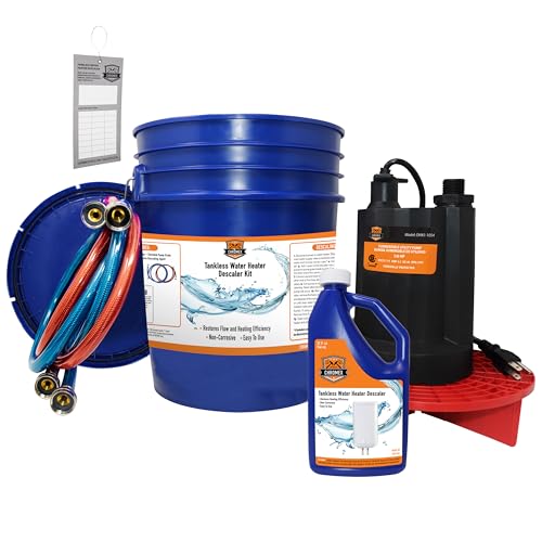 Chromex Tankless Water Heater Flush Kit with Certified Liquid Descaling Solution and 1/6HP Extra Strength Pump