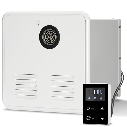 Blogole RV Tankless Water Heater - 15 x 15 inches White Door and Wired Remote Controller Included - DC 12V, 55,000 BTU, 2.2 GPM - Ideal for Family Use in RV