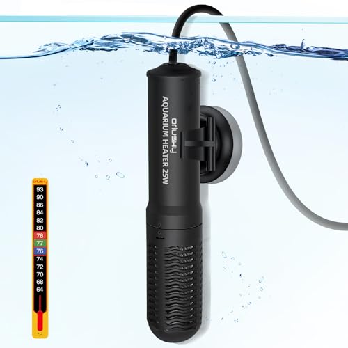 Orlushy 25W Small Submersible Aquarium Heater, Constant Temperature Betta Fish Tank Heater of 78℉for 1-6 Gallons Freshwater & Saltwater Tanks