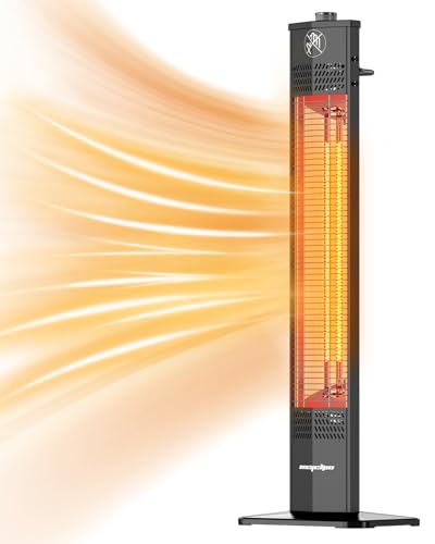 Encyclpo Patio Heater for Outdoor Use,1500W Infrared Heater, 36 in Portable Tower Heater, 3 Heat Levels, IPX5 Waterproof, Tip-Over&Overheat Protection for Garage, Indoor, Large Room, Backyard, Home