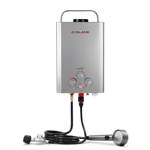 Portable Tankless Water Heater, GASLAND Outdoors 6L 1.58GPM Propane Water Heater for RV Camping, Overheating Protection