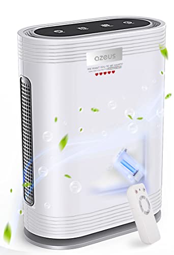 AZEUS True HEPA Air Purifier for Home, Up to 2160 sq ft Large Room, UV light | Ionic Generator | Office or Commercial Filter 99.97% Pollen Smoke Dust Pet Dander Auto Mode Sensor