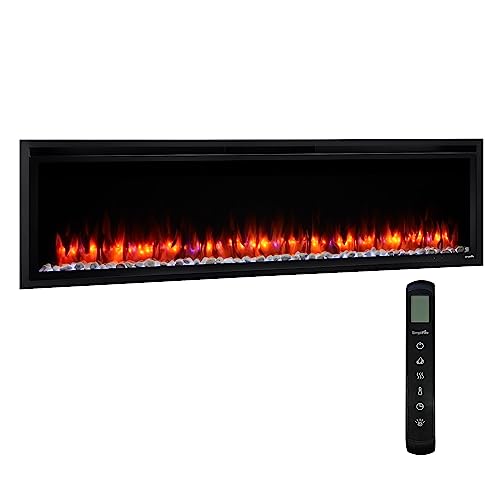 SimpliFire 60-Inch Allusion Platinum Linear Electric Fireplace (SF-ALLP60-BK)