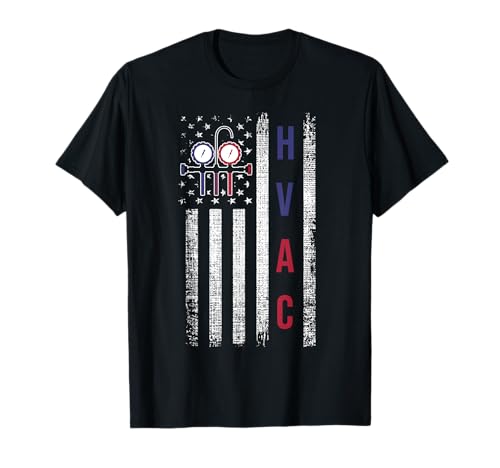 HVAC Technician Men American Flag USA Vintage T-Shirt