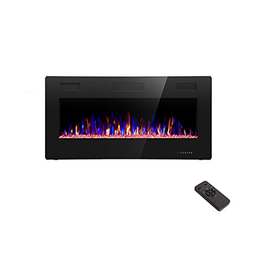 R.W.FLAME 36 inch Recessed and Wall Mounted Electric Fireplace, Ultra Thin ad Low Noise, Fit for 2 x 4 and 2 x 6 Stud, Remote Control with Timer,Touch Screen,Adjustable Flame Color and Speed