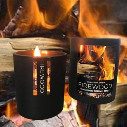 FIREWOOD - No Fireplace in your Home ? Authentic Wood Fire Scent Wood Wick Candle 10 oz Best Seller Since 2012 Excellent Gift Simply Like no others...