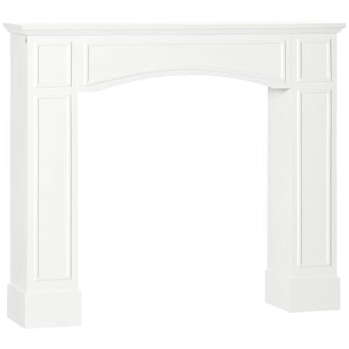 HOMCOM Modern Fireplace Mantel, Surround Mantels for Fireplace with Decorative Pattern Interior Width 29