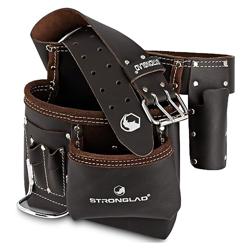 STRONGLAD Tool Belt - Carpenter Tool Belt - Electrician Tool Belt, Electrician Tool Pouch, Leather Tool Pouch, Utility Belt, Tool Belts for Men - Morrales de Construccion, Cinturon para Herramientas