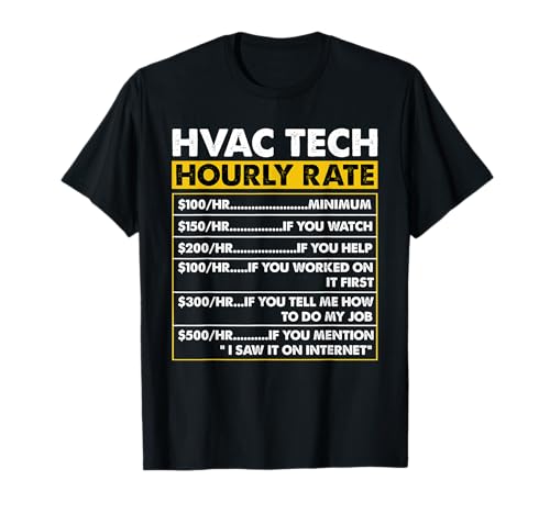 HVAC Tech Tools Funny Vintage HVAC Technician Hourly Rate T-Shirt