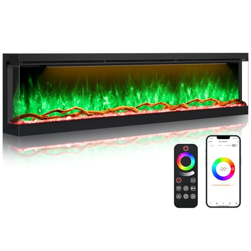 OSEYM 3 Sided Electric Fireplace Insert, 80