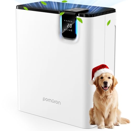 POMORON Air Purifiers for Home Large Room Up to 2500Ft² with Air Quality Sensor&Auto Mode, UV Light, H13 HEPA Air Purifiers Filter 99.97% of Pollen Allergies Smoke Pet Dander for Bedroom, White