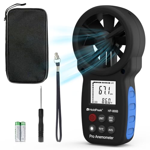 HoldPeak 866B Digital Anemometer Handheld Wind Speed Meter for Measuring Wind Speed, Temperature and Wind Chill with Backlight and Max/Min