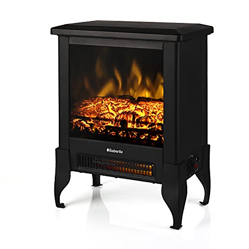 TURBRO Suburbs TS17 Compact Electric Fireplace Stove, 18” Freestanding Stove Heater with Realistic Flame - CSA Certified - Overheating Safety Protection - for Small Spaces - 1400W