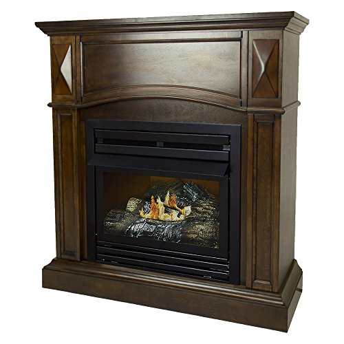 Pleasant Hearth 36 Compact 20,000 Liquid Propane Vent Free Fireplace System 20K BTU, Rich Cherry